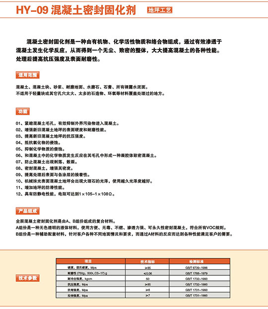 HY-09混凝土密封固化剂地坪